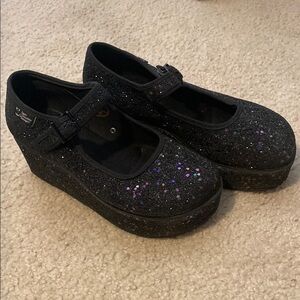 Sparkly Black Kids Dress Shoes